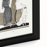 Elegant Art Deco Wall Art - Two Fashionable Women and Dog Illustration