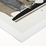 Elegant Art Deco Wall Art - Two Fashionable Women and Dog Illustration