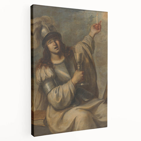 Baroque Art Print - Blindfolded Warrior with Chalice and Candle