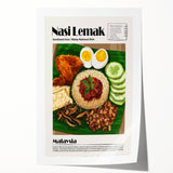 Rolled print of various food dishes in pastel shades, ideal for art wall dining room decor.