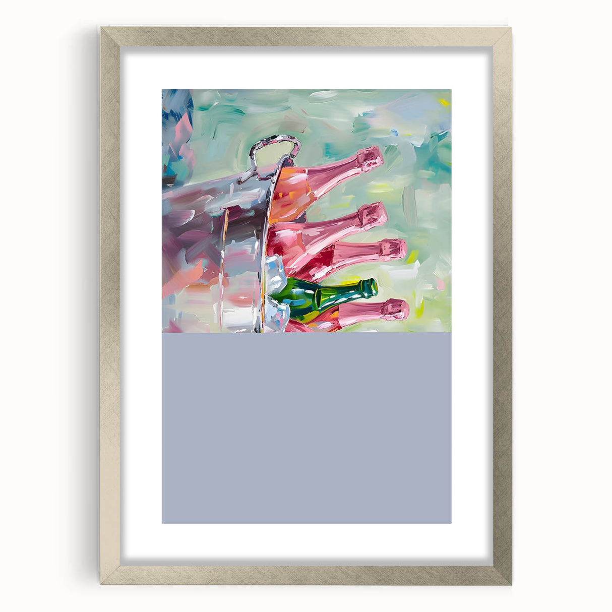 Textured abstract art print in earth tones on a silver-framed canvas, suitable for bedroom decor.