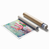 Extra large rolled print featuring a floral design in soft pastel shades, suitable for bathroom or living room decor.