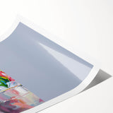 Extra large rolled print featuring line art flowers in black and white, ideal for large living room wall art.