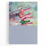 Large black and white canvas featuring a stylized coffee cup and saucer, ideal for kitchen wall art.