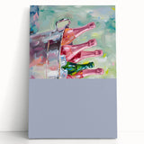 Black and white stretched canvas featuring assorted kitchen utensils, ideal for kitchen wall art.