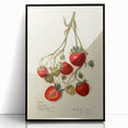 Large abstract wall art featuring an array of fruits in vibrant colors, framed in black acrylic.