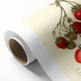 Art Deco style poster featuring a colorful array of fruits on rolled canvas.