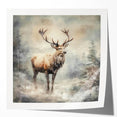 Seasonal Wall Art - Majestic Elk Winter Scene Christmas Framed Art