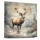 Seasonal Wall Art - Majestic Elk Winter Scene Christmas Framed Art