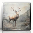 Seasonal Wall Art - Majestic Elk Winter Scene Christmas Framed Art