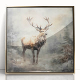Seasonal Wall Art - Majestic Elk Winter Scene Christmas Framed Art