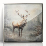 Seasonal Wall Art - Majestic Elk Winter Scene Christmas Framed Art