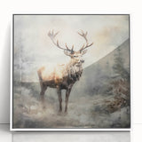 Seasonal Wall Art - Majestic Elk Winter Scene Christmas Framed Art