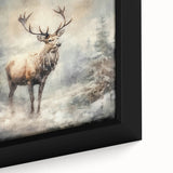 Seasonal Wall Art - Majestic Elk Winter Scene Christmas Framed Art