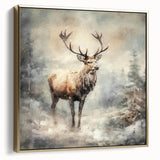 Seasonal Wall Art - Majestic Elk Winter Scene Christmas Framed Art