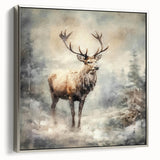Seasonal Wall Art - Majestic Elk Winter Scene Christmas Framed Art