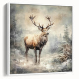 Seasonal Wall Art - Majestic Elk Winter Scene Christmas Framed Art