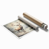 Seasonal Wall Art - Majestic Elk Winter Scene Christmas Framed Art