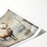 Seasonal Wall Art - Majestic Elk Winter Scene Christmas Framed Art