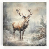 Seasonal Wall Art - Majestic Elk Winter Scene Christmas Framed Art