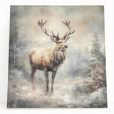 Seasonal Wall Art - Majestic Elk Winter Scene Christmas Framed Art