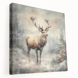 Seasonal Wall Art - Majestic Elk Winter Scene Christmas Framed Art
