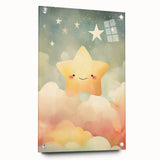 Stretched Canvas Art for Kids – Smiling Star Nursery Print
