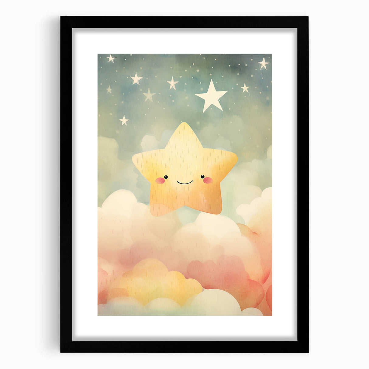 Stretched Canvas Art for Kids – Smiling Star Nursery Print