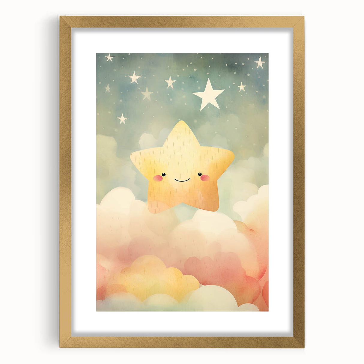 Stretched Canvas Art for Kids – Smiling Star Nursery Print