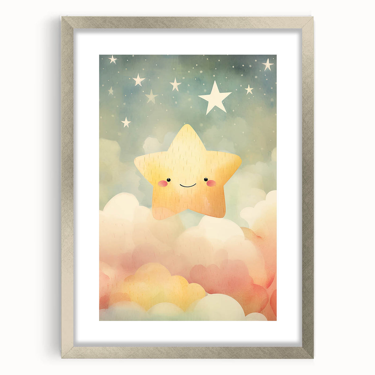 Stretched Canvas Art for Kids – Smiling Star Nursery Print