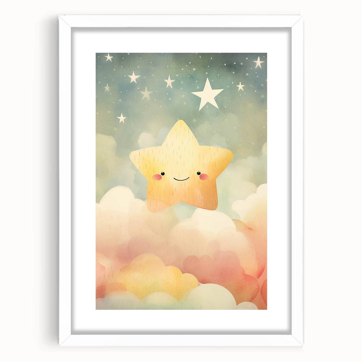 Stretched Canvas Art for Kids – Smiling Star Nursery Print