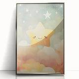 Stretched Canvas Art for Kids – Smiling Star Nursery Print