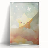Stretched Canvas Art for Kids – Smiling Star Nursery Print