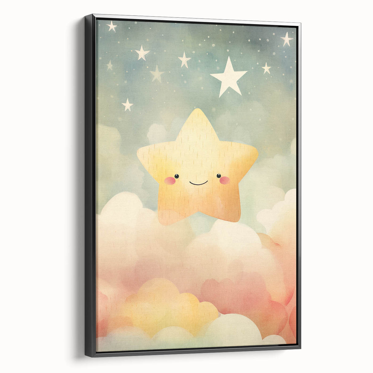 Stretched Canvas Art for Kids – Smiling Star Nursery Print