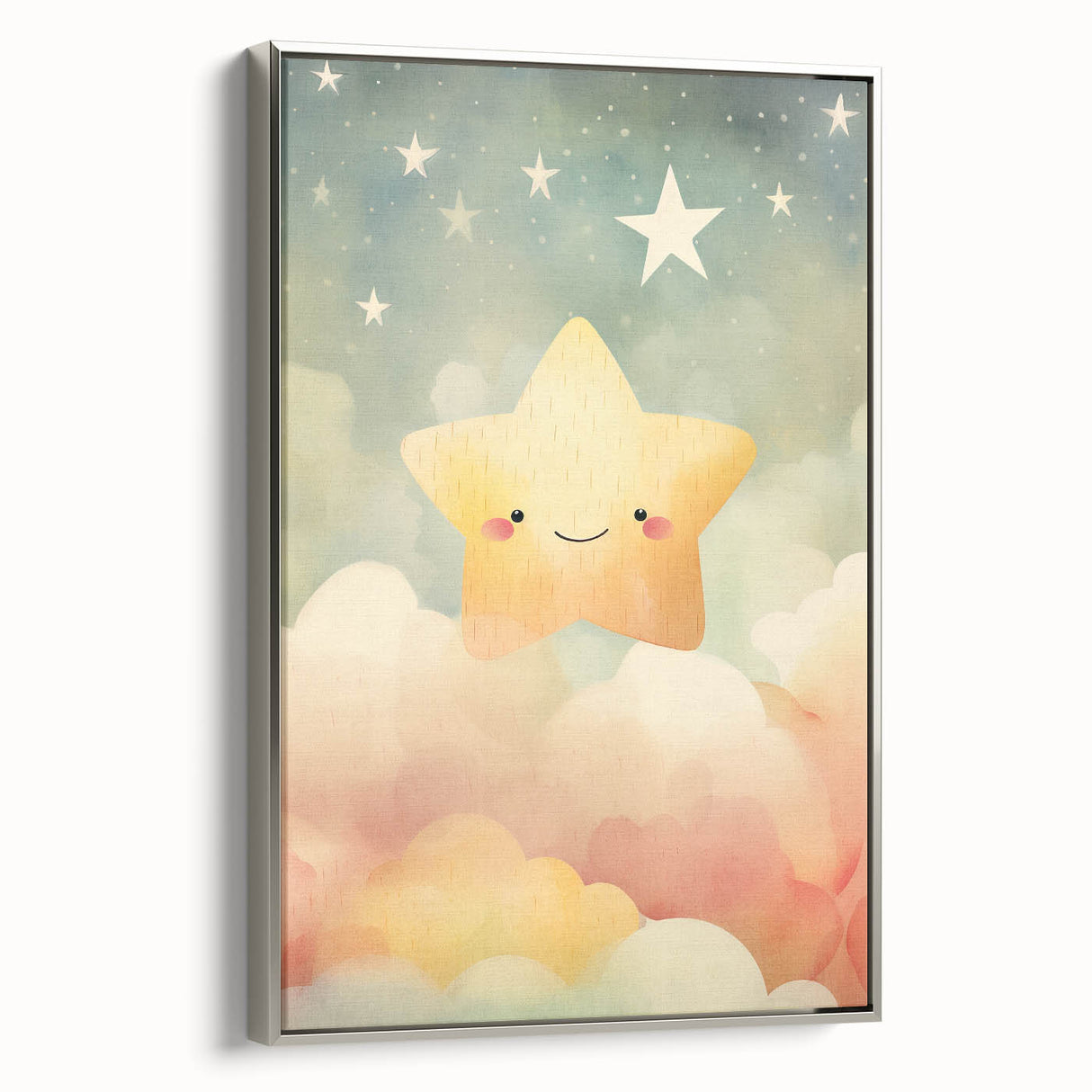 Stretched Canvas Art for Kids – Smiling Star Nursery Print