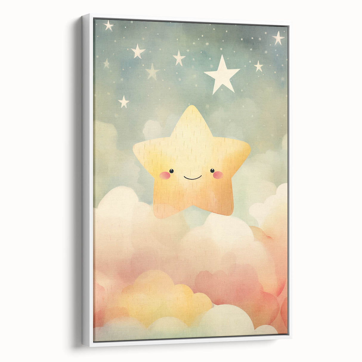 Stretched Canvas Art for Kids – Smiling Star Nursery Print