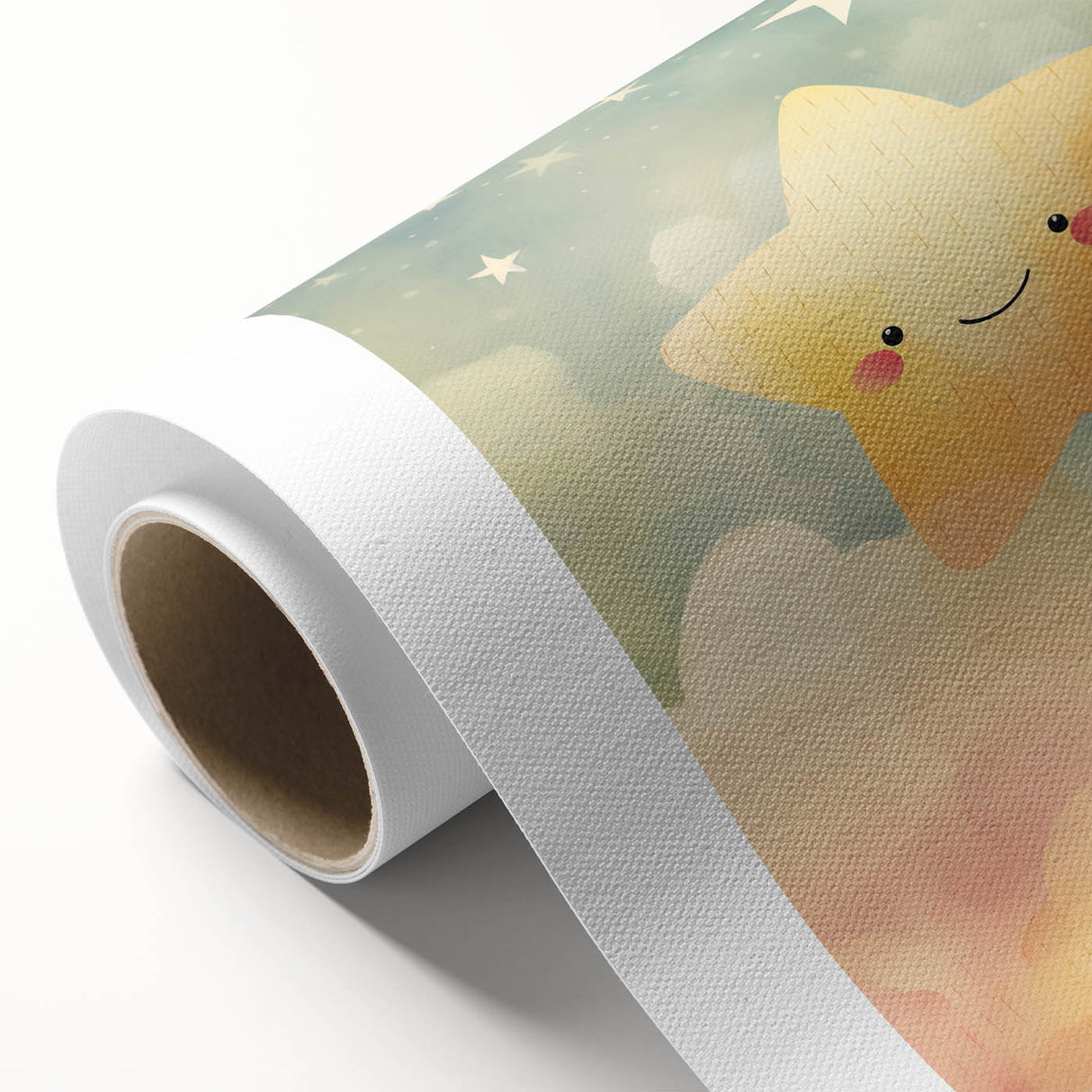 Stretched Canvas Art for Kids – Smiling Star Nursery Print