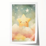 Stretched Canvas Art for Kids – Smiling Star Nursery Print