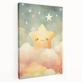 Stretched Canvas Art for Kids – Smiling Star Nursery Print
