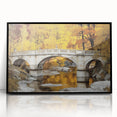 Framed acrylic artwork showcasing a stunning landscape bridge scene, featuring vibrant colors and intricate details, perfect for modern home decor.
