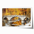 Landscape bridge rolled canvas print showcasing a serene river scene with lush greenery and a wooden bridge, rolled for safe shipping in a protective tube.