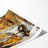 Rolled print showcasing a stunning landscape bridge scene, featuring vibrant colors and intricate details, packaged securely in a protective cardboard tube for safe delivery.