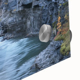 Vibrant close-up of an acrylic landscape artwork depicting colorful canyons, showcasing intricate details and textures that highlight the natural beauty of the scene.