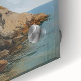 Close-up of an acrylic landscape artwork showcasing vibrant colors and intricate details, ideal for modern home decor, emphasizing nature's beauty and tranquility.