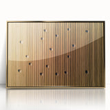 Framed acrylic artwork showcasing a serene countryside landscape with vibrant green fields and a tranquil sky, elegantly accented with a gold frame for a luxurious touch.