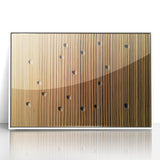 Framed acrylic landscape artwork showcasing a serene countryside scene with vibrant greens and soft blues, elegantly displayed in a sleek white frame, ideal for home decor.