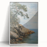 Framed acrylic landscape artwork showcasing vibrant colors and intricate details, presented in a sleek white frame, ideal for modern home decor.