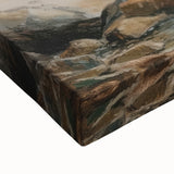 Close-up of a stretched canvas depicting a vibrant landscape design, showcasing rich colors and intricate brushwork, perfect for home decor enhancement.