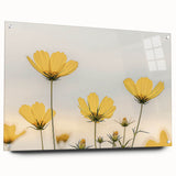 Close-up of floral acrylic print with vibrant green and pink tones, ideal for dining room decor.