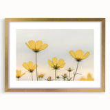 Extra large abstract art print featuring textured florals in gold and white, framed with a matte finish.